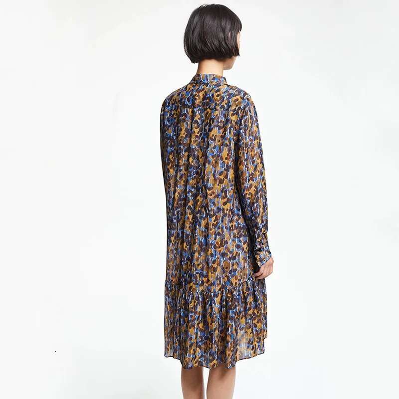 Women's New Popular Fashion Party Long Sleeved Shirt Female Layered Skirt Hem Design Leisure Office Ladies Dress