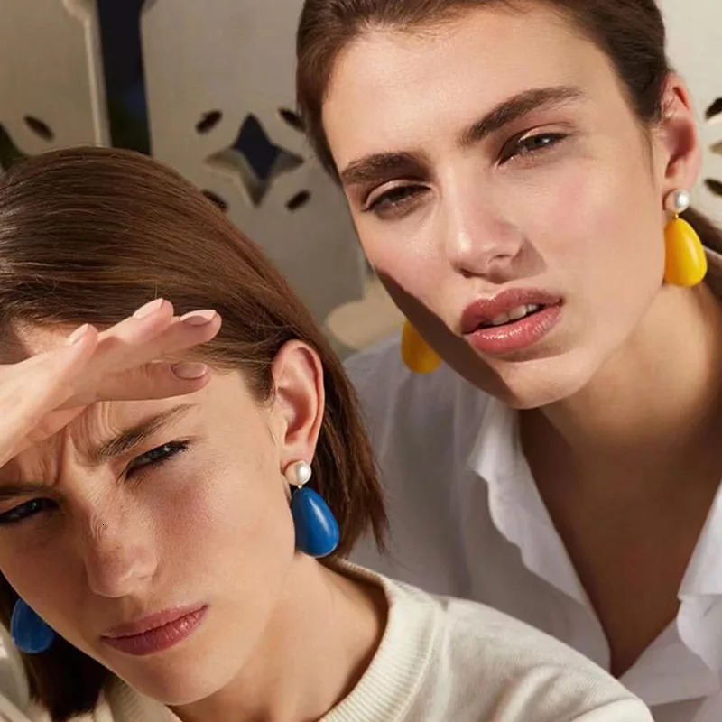 Colored enamel waterdrop dangle earrings for women colorful long earrings summer beach holiday dopamine jewelry 250514