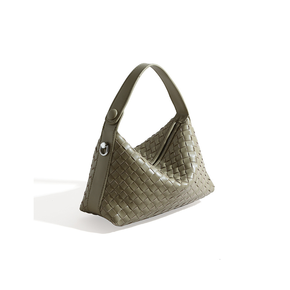New minimalist women's commuting single shoulder large capacity hand-held woven bag solid color designer dumpling bag diamond grid woven bag vers