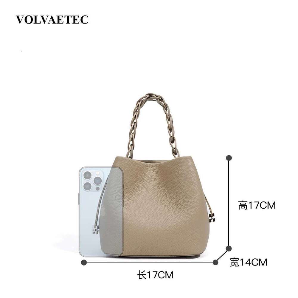 VOAETEC First-layer Cowhide Bucket 2025 Early Spring Real Leather Messenger Commuter Casual Versatile Bag Womens