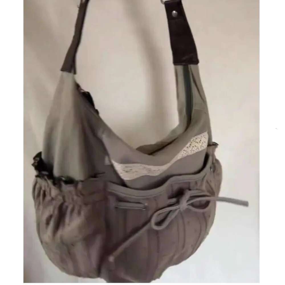 JIAERDI Sweet Cool Bow Canvas Shoulder Bags Women Vintage Drawstring Chic Casual Crossbody Ladies Retro Messenger Bag Bolsos