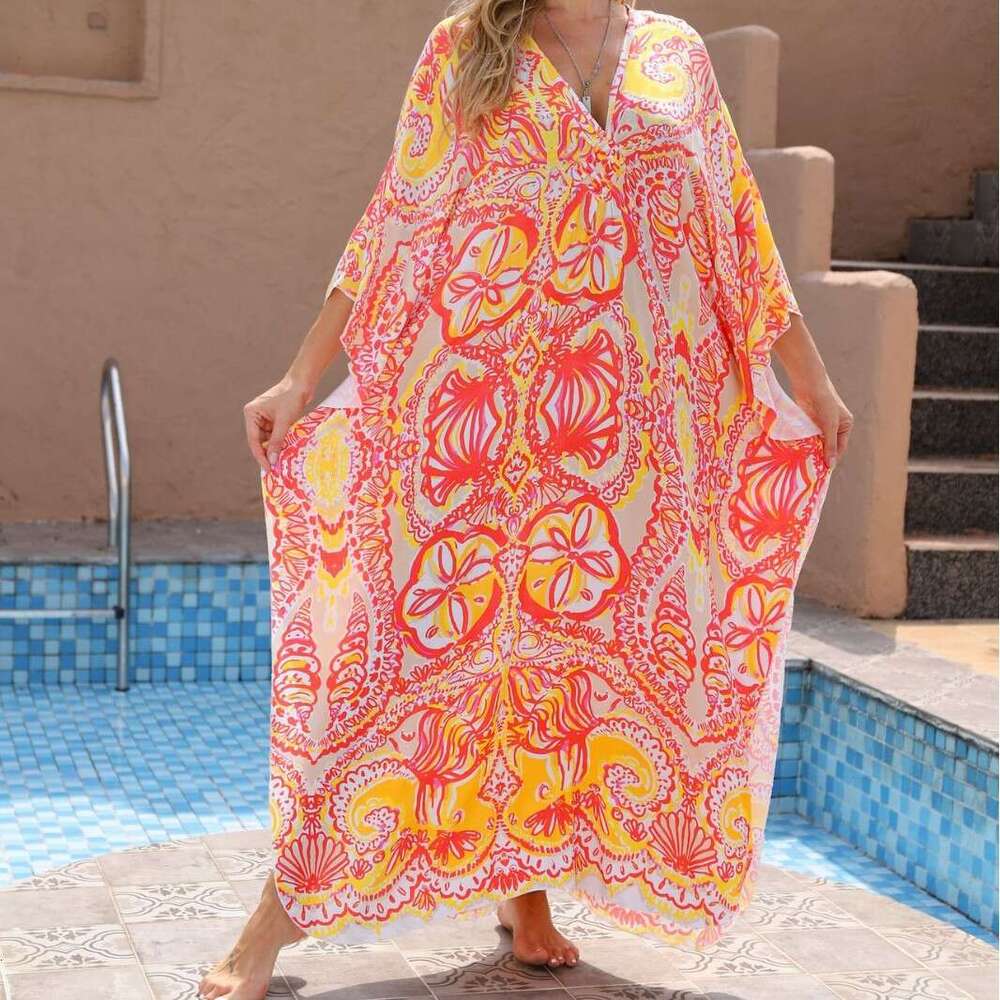 New European American style cotton beach cover for vacation, loose and sun resistant bikini robe, 2025 new casual fashion trend clothing