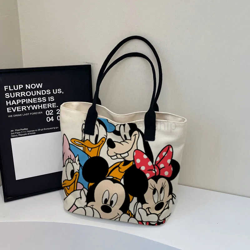 Disney New Cartoon Minnie Mickey Female Student Schoolbag Fashionable Commuting Bag Portable Large Capacity Tote Mommy BagXJ250515