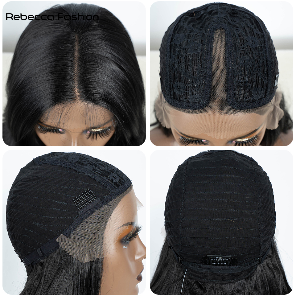 Rebecca Fashion Lace Front Wigs For Women 28'' Highlight Honey Brown Body Wave Ombre Blonde Lace Synthetic Cosplay Wig