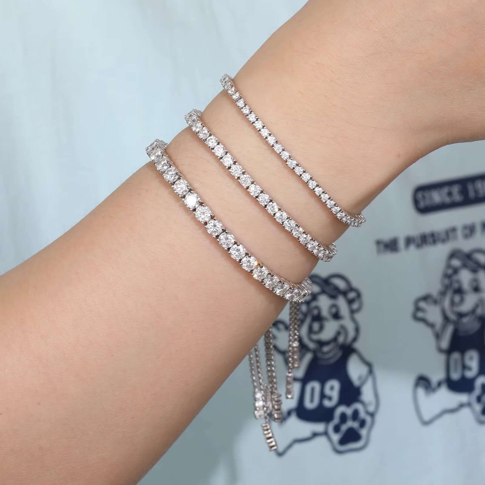 USA Stock Luxury Wedding Gift Fashion 2mm 3mm 4mm 925 Sterling Silver VVS Moissanite Diamond Adjustable Slider Tennis Bracelet