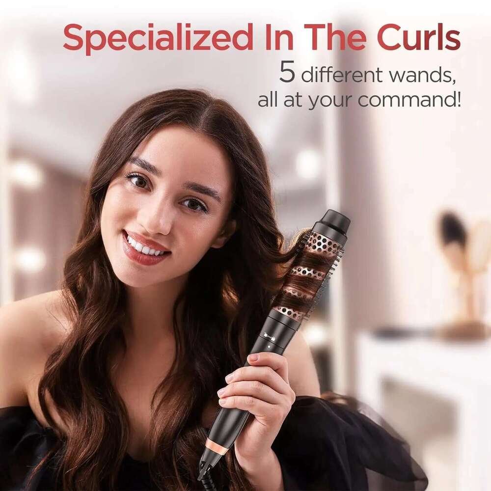 PRO 5 in 1 Wand, Curling Iron Set with Thermal Brush, A 3-Barrel Hair Crimper Iron, 3 Ceramic Cur
