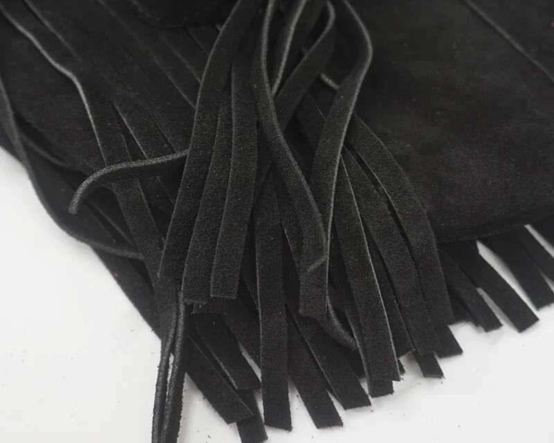 Women Genuine Leather Suede Fringed Shoulder Fashion Street Boho Hippie Gypsy Gothic Ibiza Soft Pouch Side Sling Bag