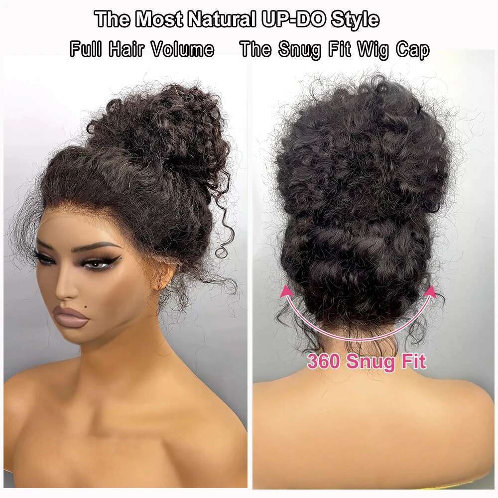 250 Density Invisible Strap 360 HD Full Glueless Deep Frontal Human Hair 30 Inch Water Wave Lace Front Wig