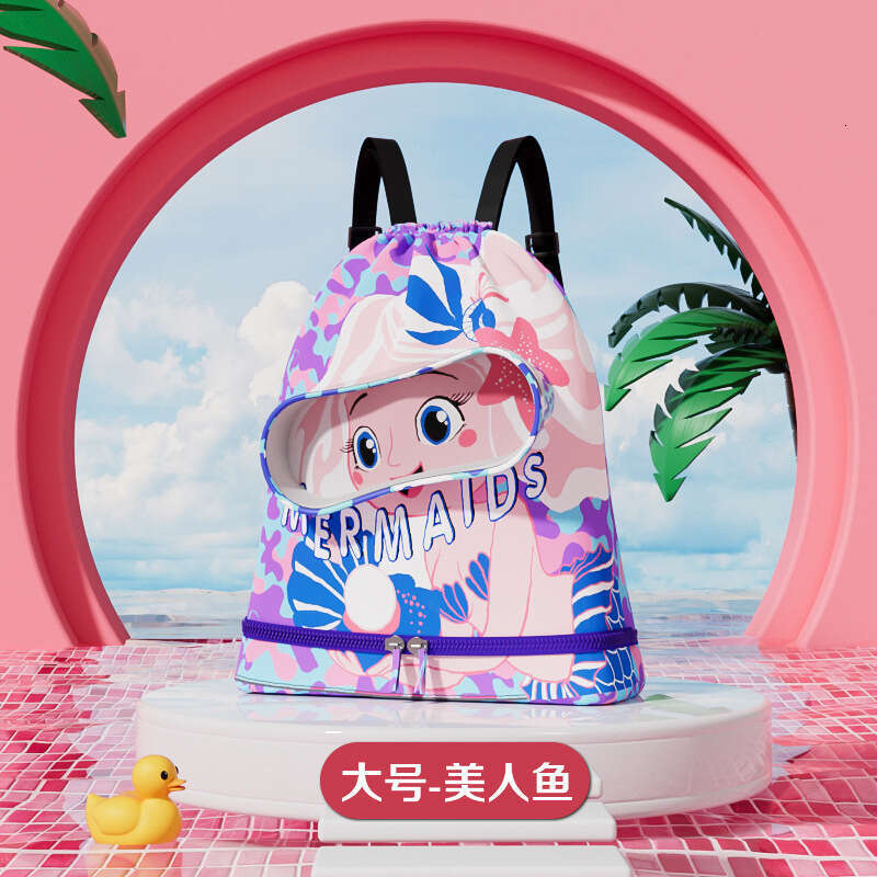 Dry wet separation swimming children's grooming bag, waterproof backpack for boys girls, travel cute and portable beach bag