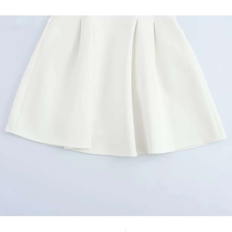 TRAF 2025 White For Women Polo Shirt Spring Mini Dress Woman Ribbed Short Sleeve Womens Dresses Elegant Vestidos