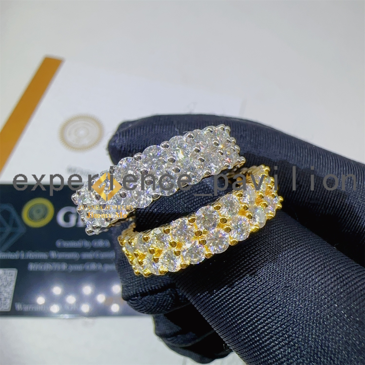 6mm Width Two Rows Diamond Silver 925 Rings Fine Jewelry Fashion Iced Out Vvs Moissanite Diamond Band Ring