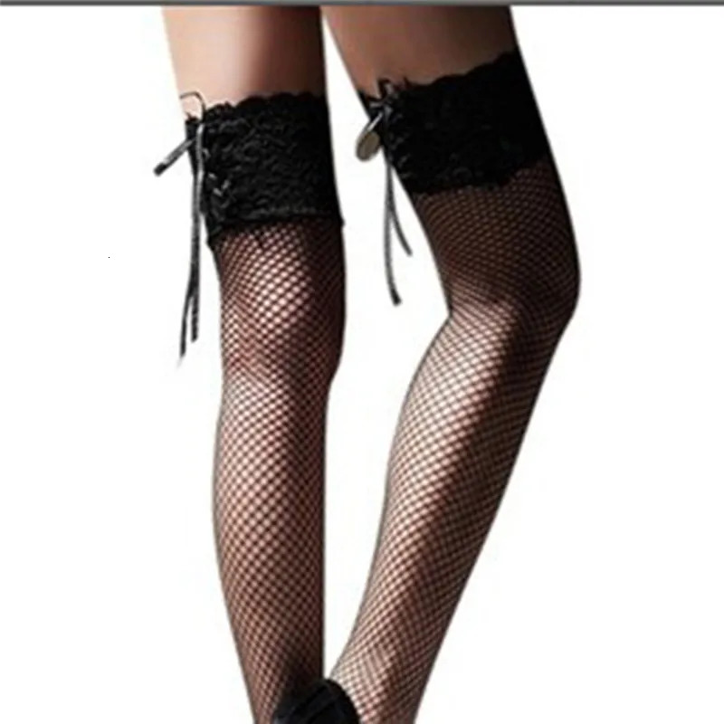 Sexy Stockings Women Thigh High Sheer Lace Fishnet Stockings Hosiery Ladies Red Black White Hollow Out Mesh Stocking 250515