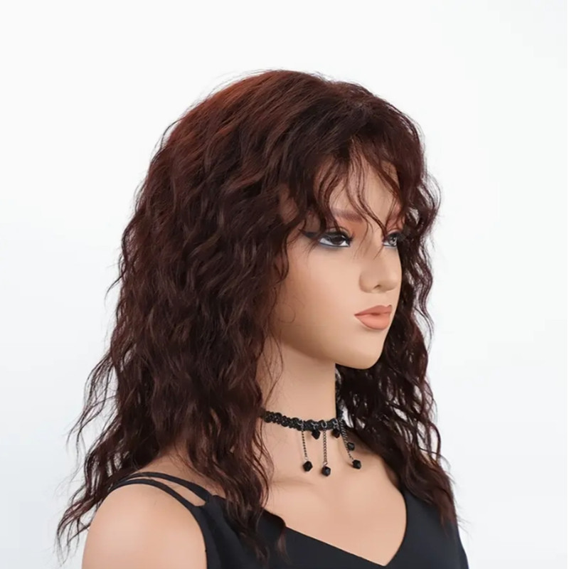 Chic Burgundy-Wave Stylish Fake Hair Accessory Featuring Natural Looking Looped Tresses, Suitable For Casual Outings And Social Events