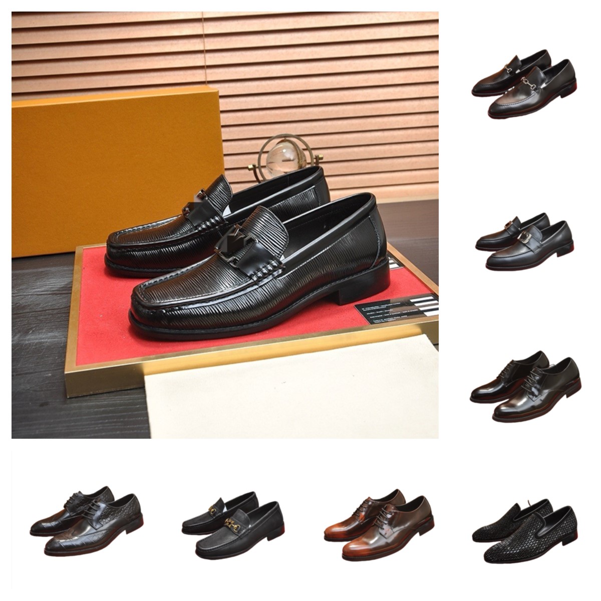 67style Luxury Men's Fashion Party Dress Shoes British Pointed-toe Shiny Leather Mens Slip-On Designer Dress Business Office Shoes Men Wedding Oxfords Flats