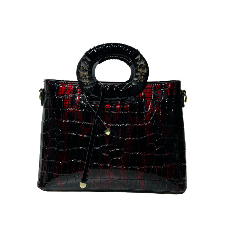2025S designer handbag style crystal patent leather shoulder niche design tote texture versatile commuting casual women bag