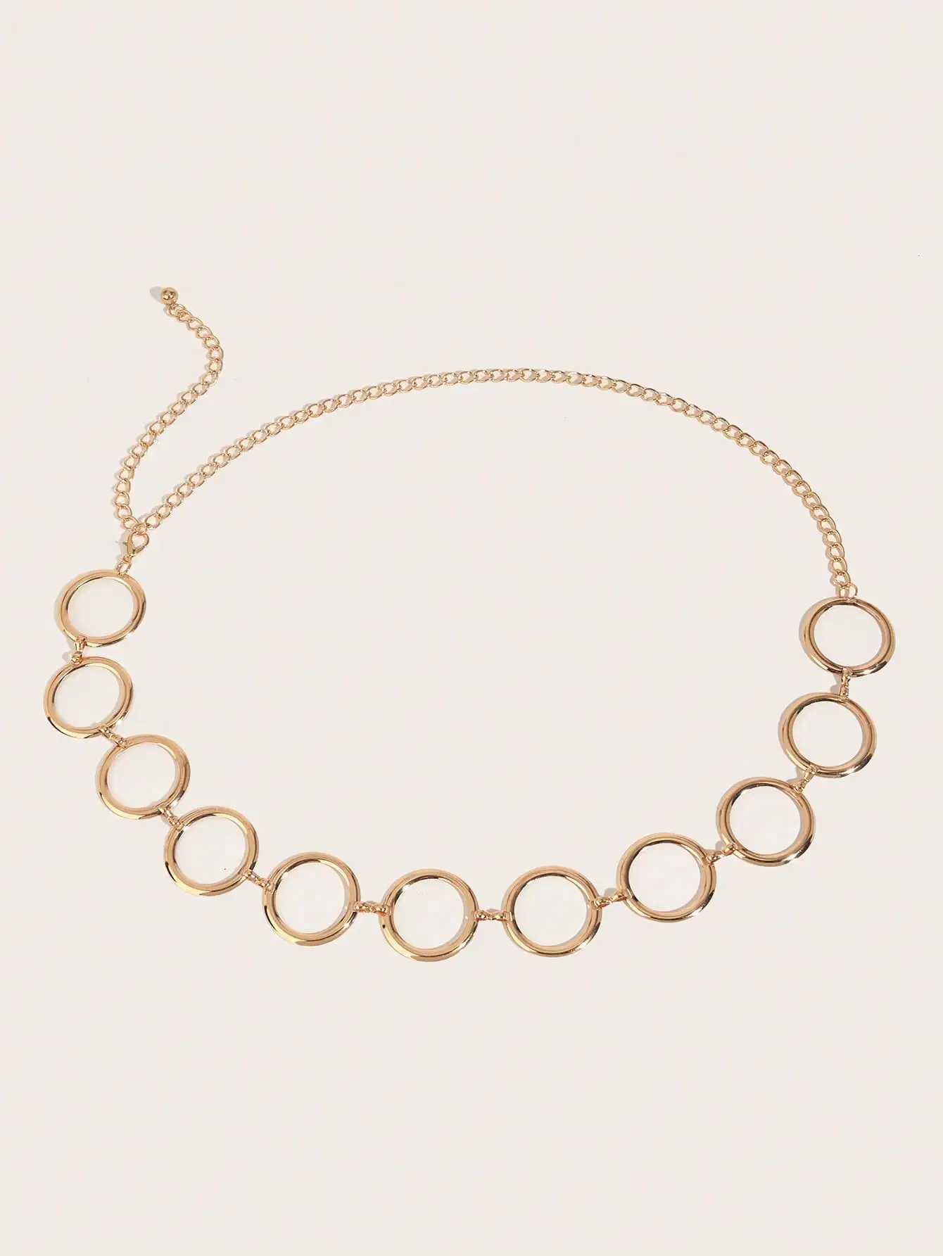 1PCS Plus Size Elegant and sweet style Ladies Golden Chain Belt Metal inlaid hollow ring waist chain Dress accessories Y250515