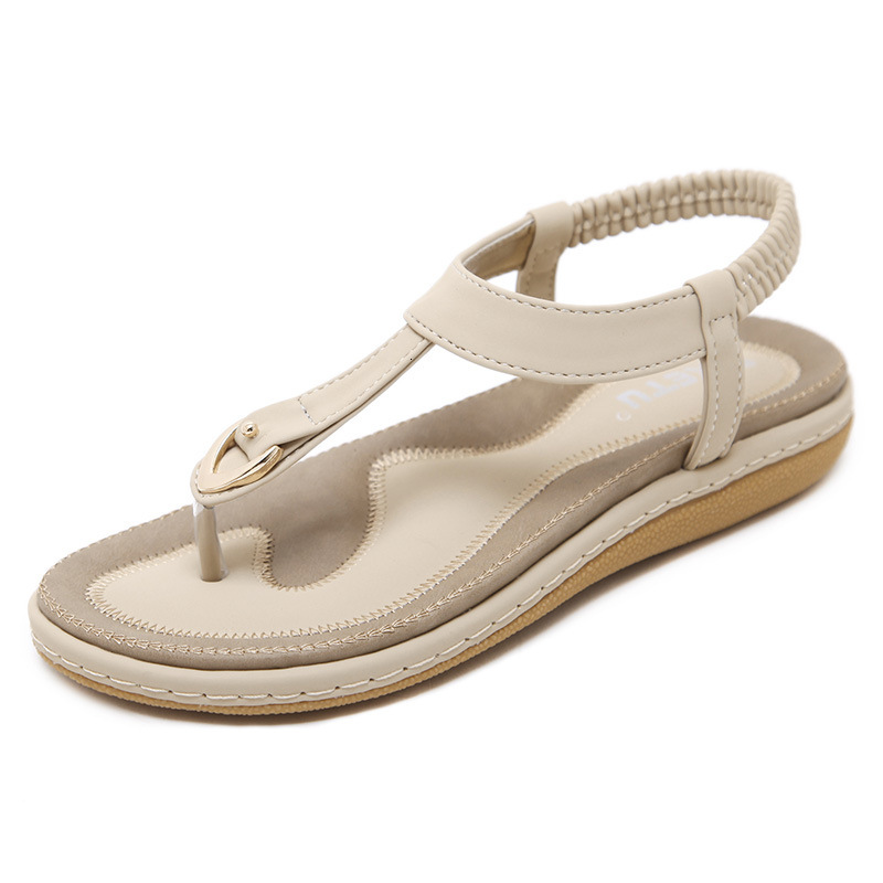 Top quality Brand High Quality New Style Free Delivery Designer Bag Summer 2025 New Sandals Women's Metal Large Buckle Embroidered Thread Flat Sh