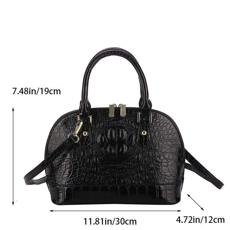 Women's Exquisite Shoulder Handbag Crocodile Pattern Pure Color Shopping Casual Shell Bag PU Leather Female Tote