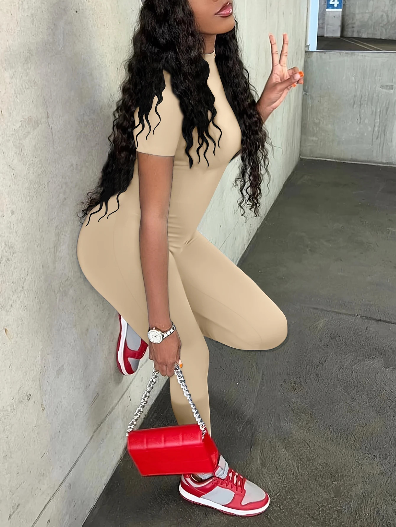 LW Plus Size Jumpsuit summer Solid shorts sets Jumpsuit Women Streetwear O-Neck Bodycon Sexy Sporty Rompers Casual Skinny Overal 250515