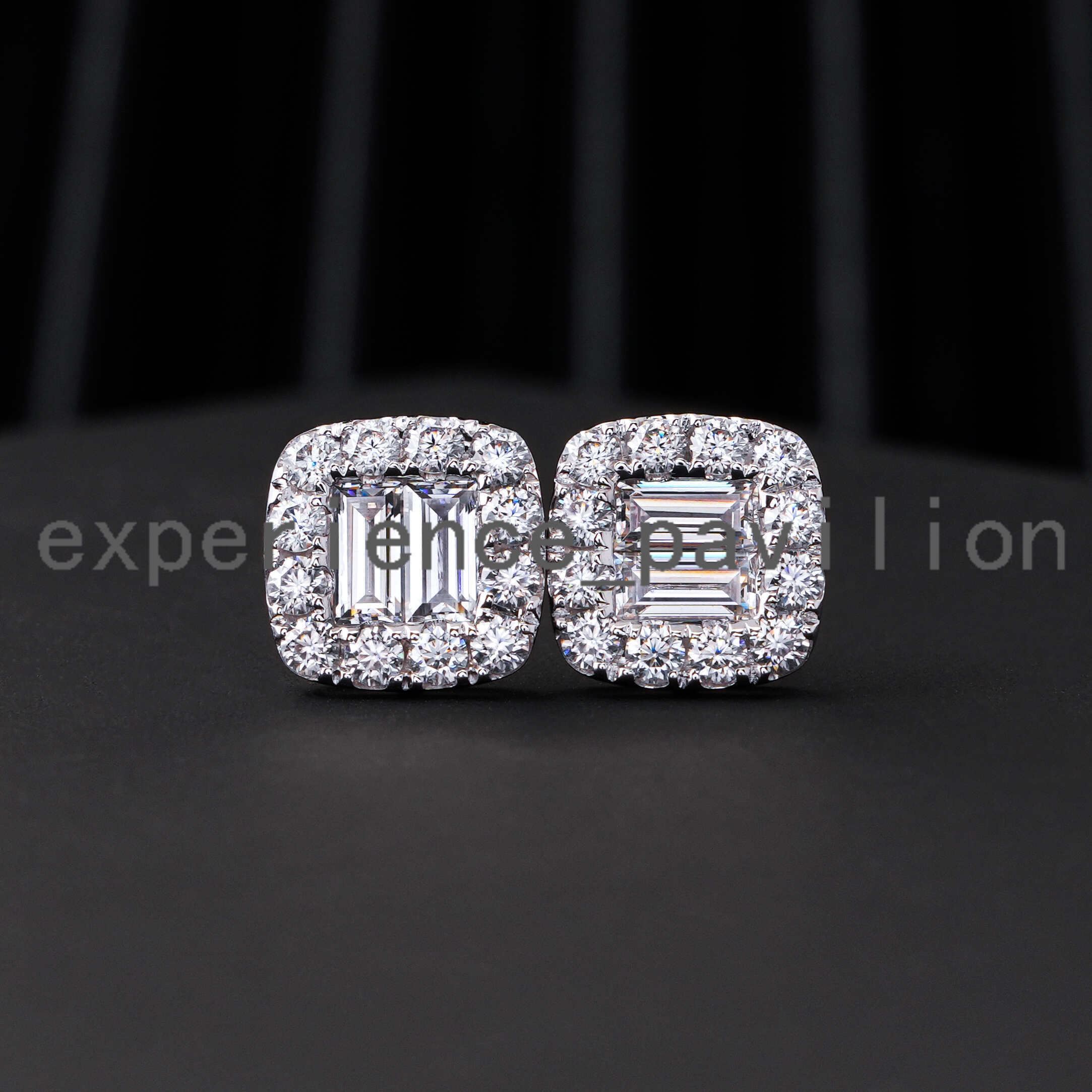 Trendy Vvs Moissanite Diamond Earrings Unisex Solid 10K Gold Jewelry baguette Cut Eat Studs Fine Jewelry Earrings