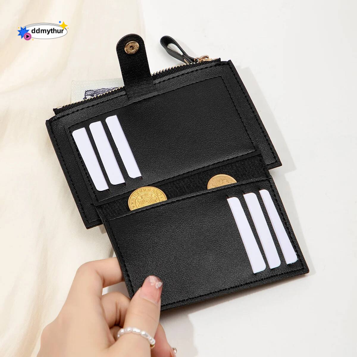 Minimalist and fashionable short bag, ultra-thin mini PU leather zero wallet, women's credit card holder wallet ddmythur