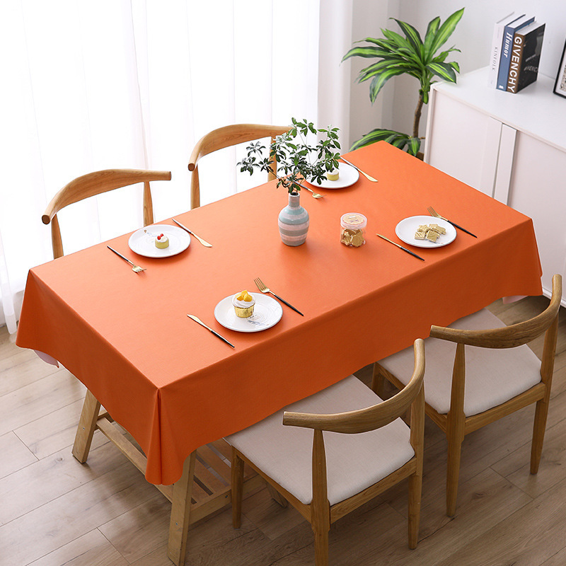 A0910 solid color PVC tablecloth waterproof and oil-proof wash-free simple rectangular home fabric table mat restaurant tablecloth wholesale