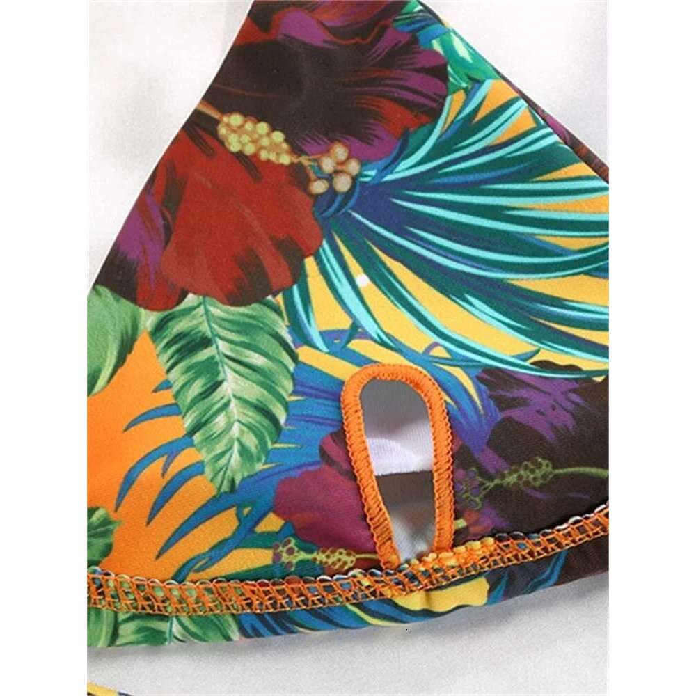 Triangle Bikinis Set Bandage Swimwear Women's Two-Piece Swimsuit Sexy Bathing Suit Floral Printed Biquini Micro Thongs Beachwear