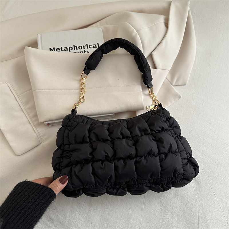 Free Delivery Designer Bag 2025 New Pleated Cloud Korean Version Niche Fashion Shoulder Trendy Bubble Underarm Down Cotton Jacket Luxury Bag