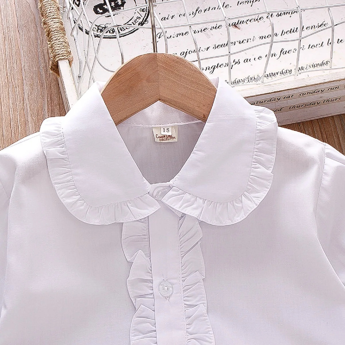 Summer Baby Girls Shirt Lace Button Fold Bubble Sleeve Solid Color White Shirt With Simple Shirt Casual Style 250515