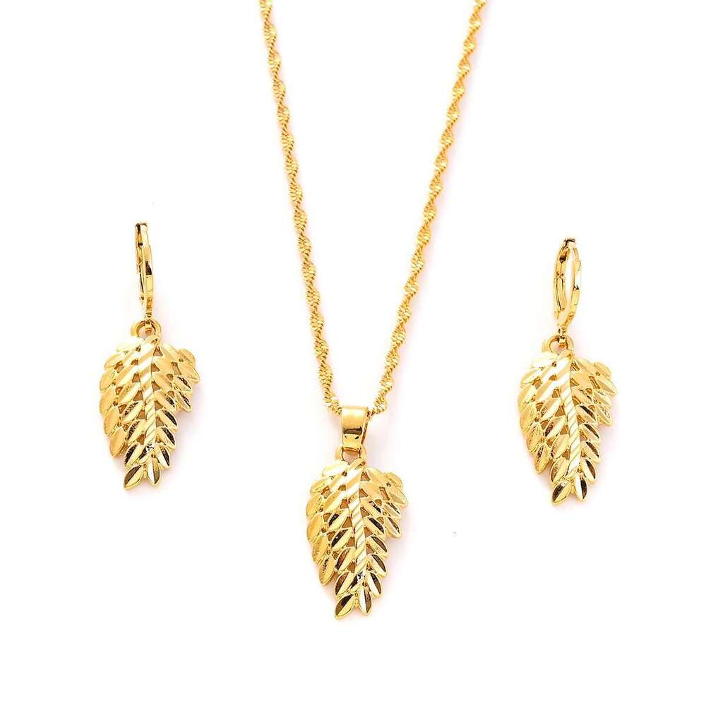 Gold Plated Africa Dubai Cute Necklace Pendant Earrings Wedding Birthday Party Jewelry Sets For Women Girl Gifts
