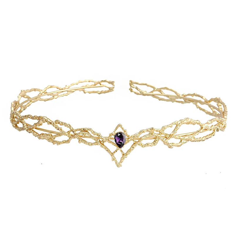 Movie King Round Elves Crown Adjustable Tiara Women Waterdrop Zircon Headband Bridal Crown Wedding Headwear Gifts Hair Accesso 250509