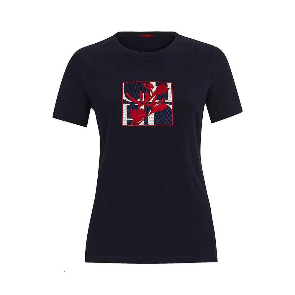 CHCH Women's T-Shirt Summer New High Quality Round Neck Embroidered Texture Top