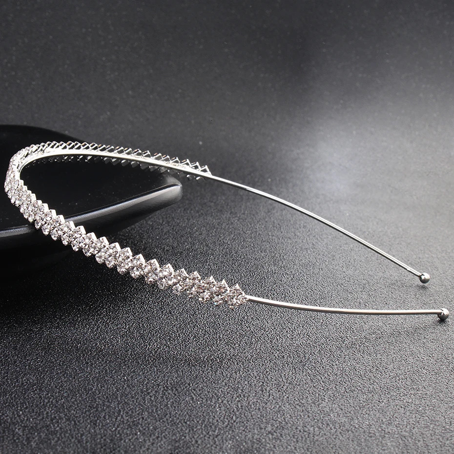 Simple Hair Bands for Women Handmade Silver Rhinestone Tiny Headbands Birthday Party Jewelry Holiday Gifts for Kids 250509