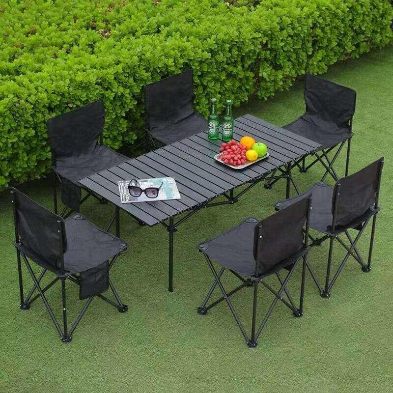 A complete set of outdoor tables chairs, thick sturdy, portable for camping, picnicking, household stalls, and Mazza chairs