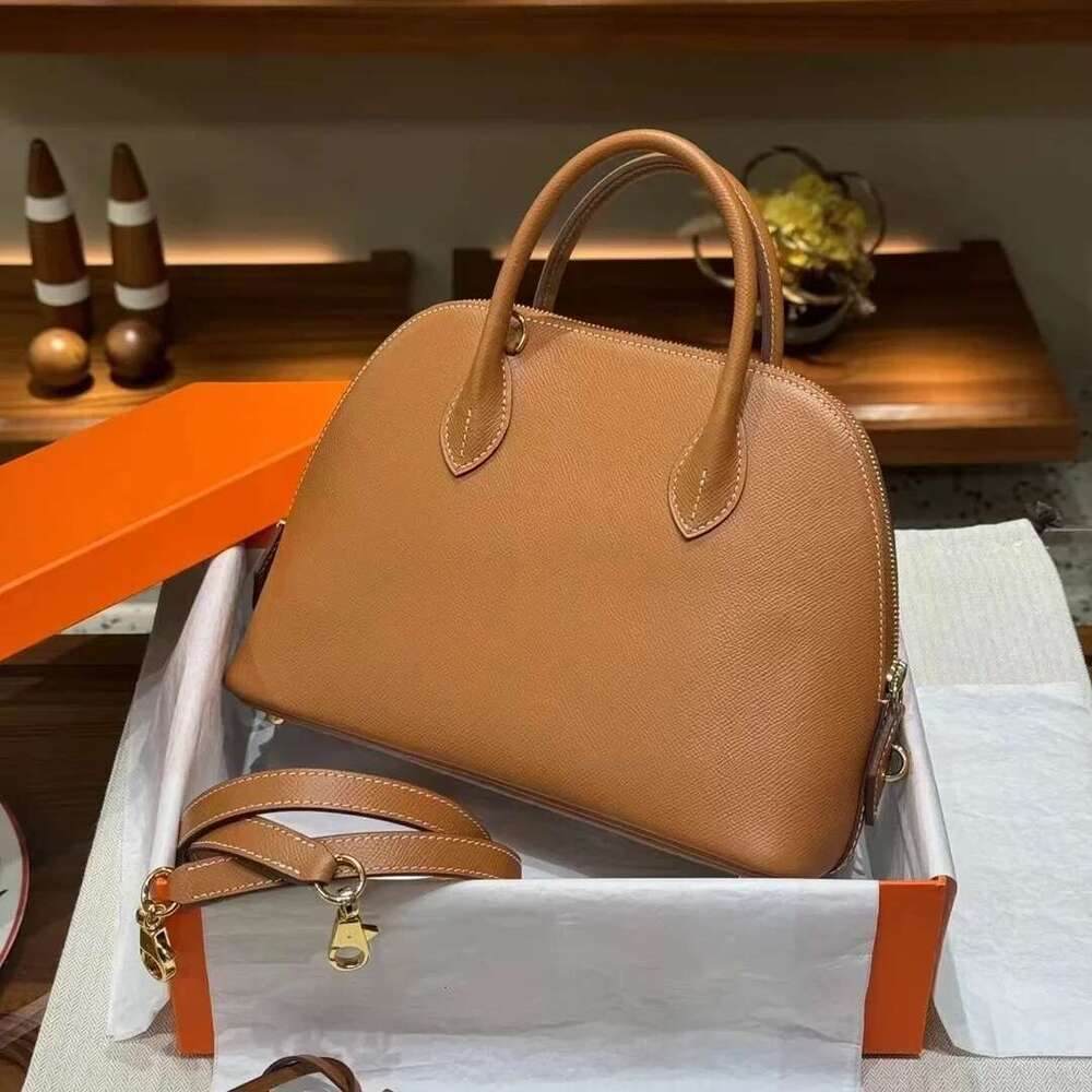 New Genuine Shell Handbag Original EPSOM Palm Pattern Cow Leather Single Shoulder Crossbody Women's Bag Vintage Sty