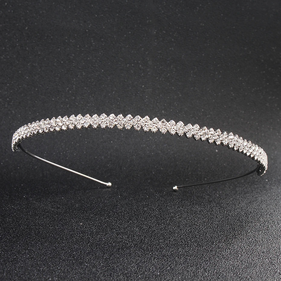Simple Hair Bands for Women Handmade Silver Rhinestone Tiny Headbands Birthday Party Jewelry Holiday Gifts for Kids 250509