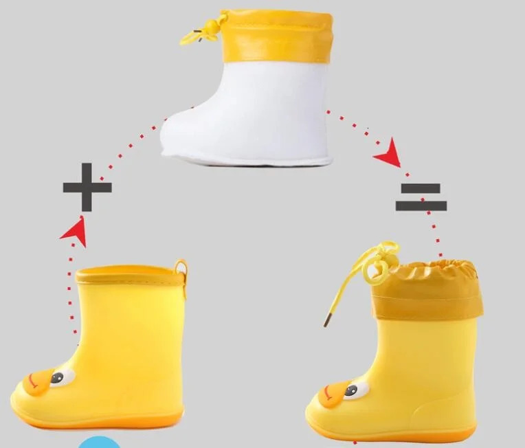 Wide Round Toe Classic Children Rainboots Baby PVC Rubber Waterproof Kids Water Shoes Lovely Cartoon Rain Boots Platform 250515