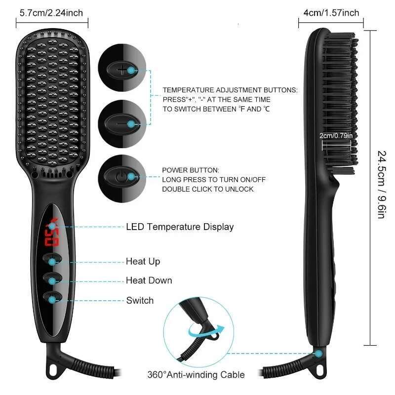 Electric Comb Hot Brushes Straightener Hair Anti-scalding Ceramic Beard Straightening Brush