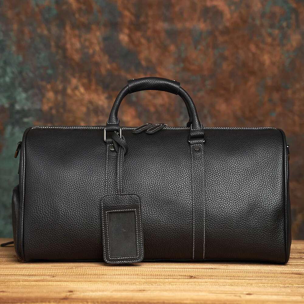 NASVA Leather Duffle Men's Travel Handbag Weekend For Men Business Messenger Shoulder Bag