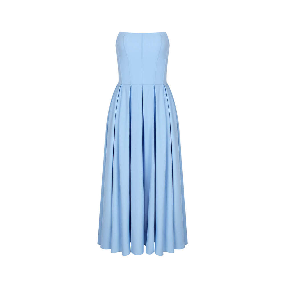 Sexy women's summer outfit, high-end fishbone strapless dress, pure desire style, spicy girl slim fit, backless mid length skirt