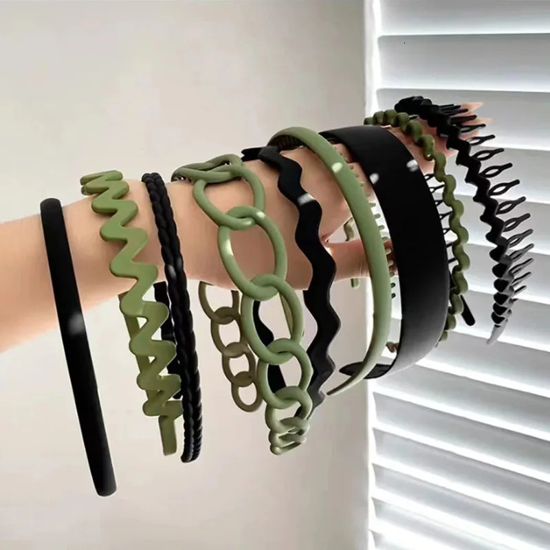 9Pcs/Set Non-slip Hair Band Hoop for Women Men Frosted Face Wash Headband Multi-style Headbands Simple Hairband Hair Accessories 250509
