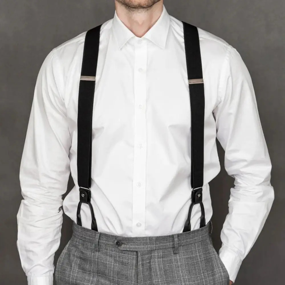 Vintage Suspenders Men Women Adult Leather Trimmed Button End Y Back Adjustable Elastic Trouser Braces Straps Belt Wedding Party 250515
