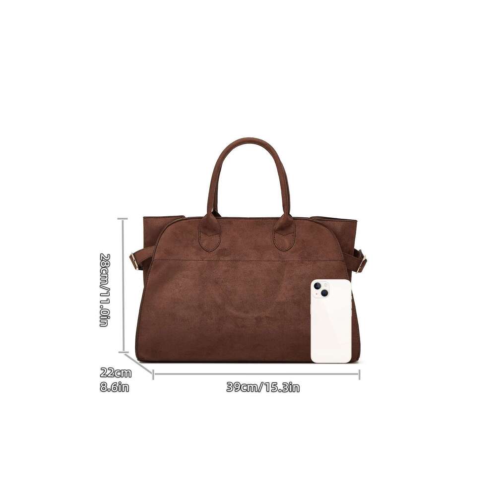 Stylish And Elegant Women's Suede Commuter Tote Bag, Large Capacity Portable Briefcase Travel Bag
