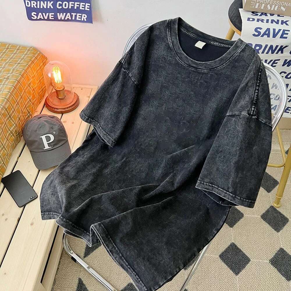 Men's Washed T Shirt Summer vintage Casual T-shirt Loose TShirts Women Black Acid Wash Y2k Short Sleeve Hip Hop Streetwear Tees