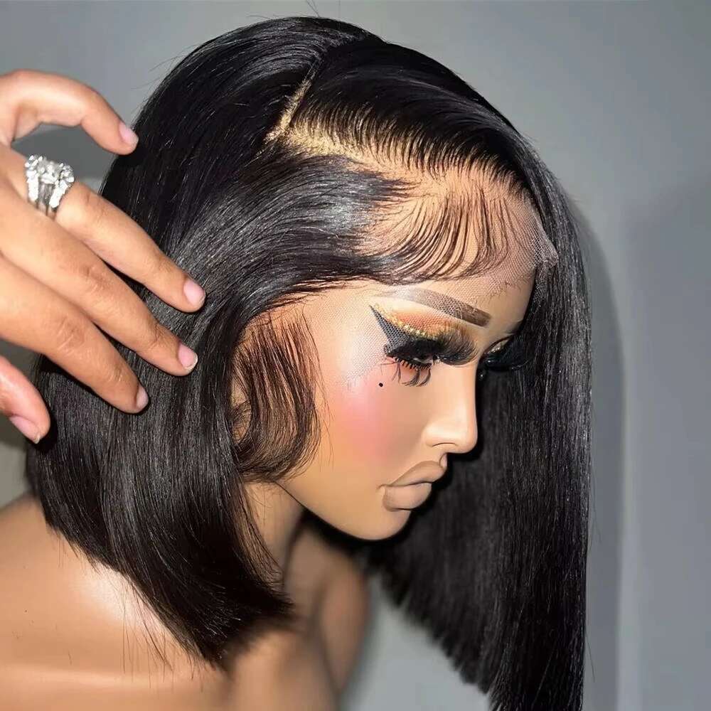 BOB Human Straight 200% Density 13x4 HD Transparent Frontal Wigs Bob Hair Lace Front Wig For Women