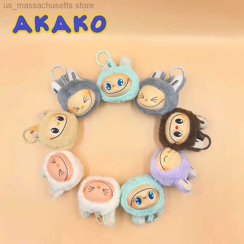 Figures Blind Box Vinyi Head Keychain Pendant Cute Monster Plush Doll Bag Fashion Pendant Birthday Gift Model Kids Toy y250515AKAP