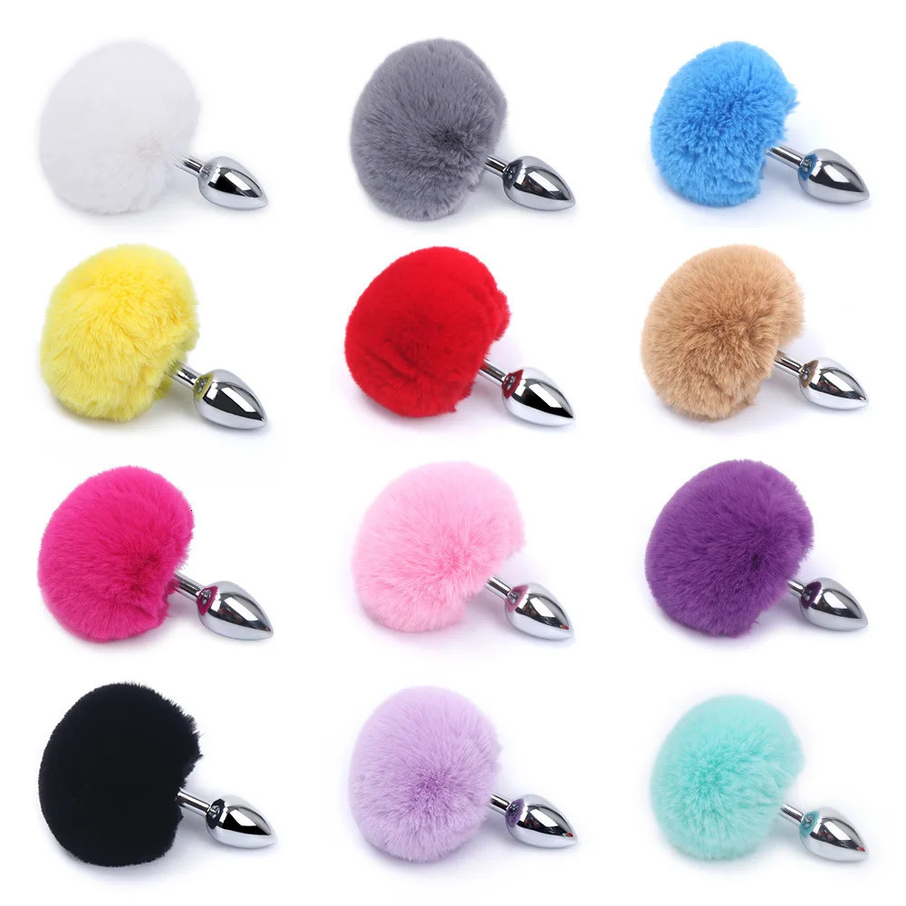 Metal Plush Rabbit Tail Anal Plug Prostate Massager Butt Plug Rabbit Ear BDSM Cosplay Erotic Sex Toys for Women Adults Sex Game 250515
