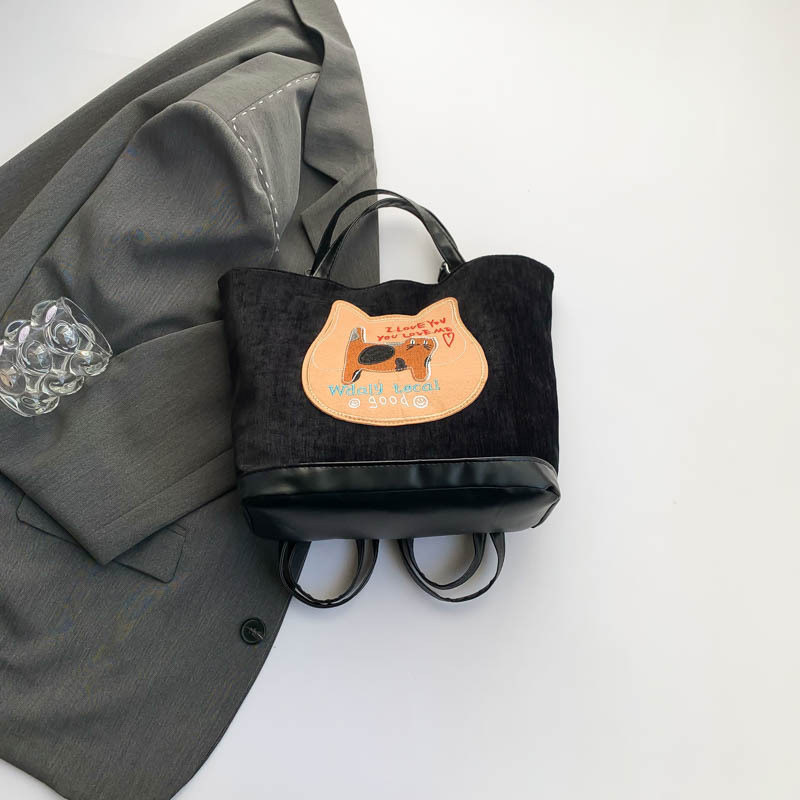 Free Delivery Designer Bag Cute Biscuit Cat Embroidered Backpack For Women 2025 Autumn/winter Large Capacity Single Shoulder Tote Commuter Crossbody B