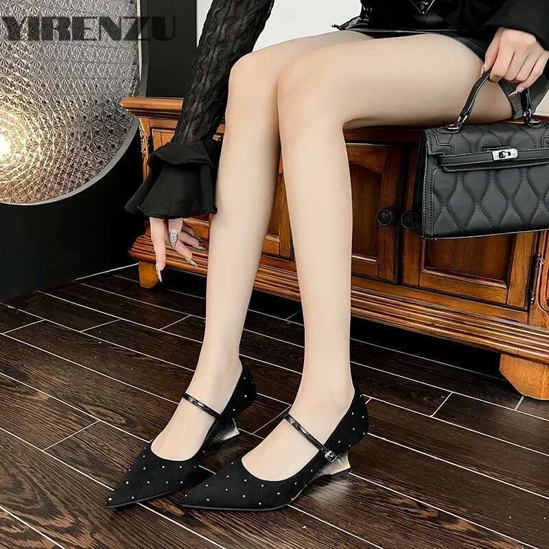 Spring Summer Fashion Sexy Black Lace Mesh Pumps Women Pointed Toe Super Party Shoes Thin High Heels 2025