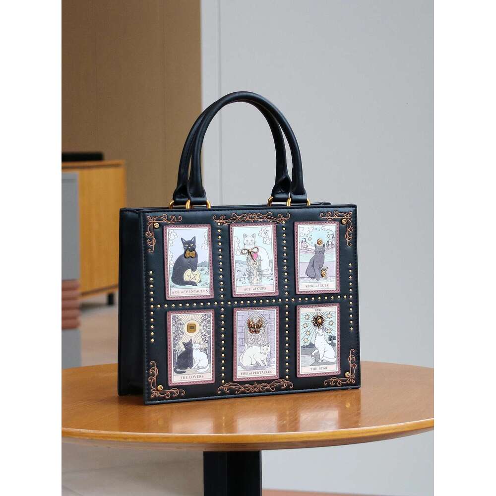 2025 Fashion New Niche Tarot Brand Brick Handbag Large Capacity Cute Cat Tote Bag Light Retro Commuter Shoulder Messenger
